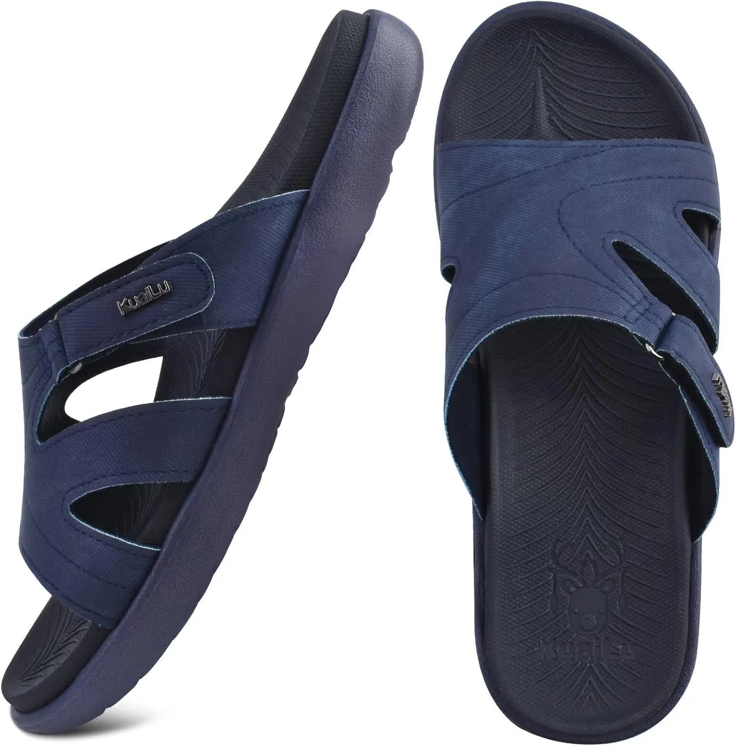KuaiLu Womens Fashion Orthotic Slides Ladies Lightweight Athletic Yoga Mat Sandals Slip On Thick Cushion Slippers Sandals With Comfortable Plantar Fasciitis Arch Support