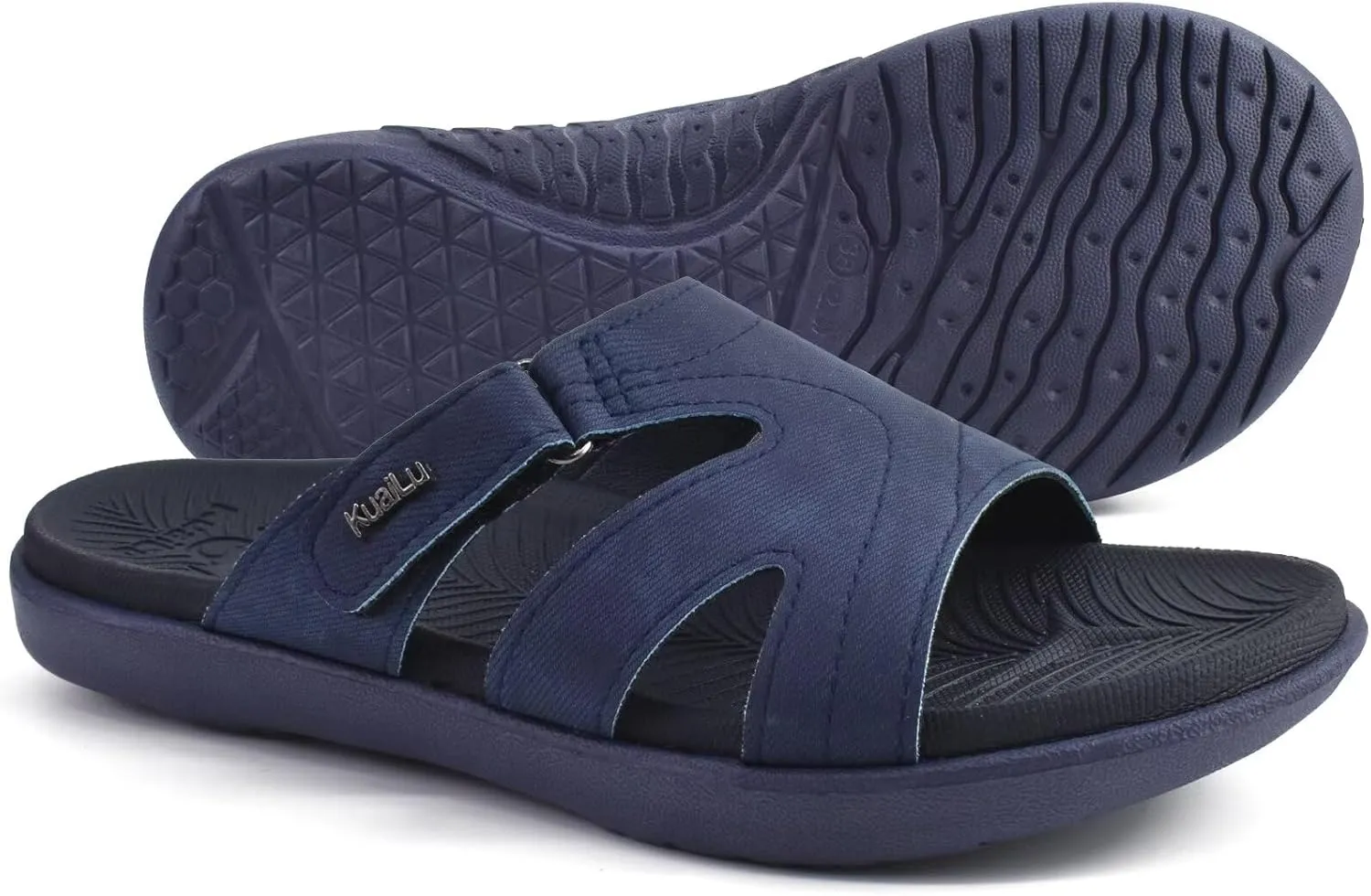 KuaiLu Womens Fashion Orthotic Slides Ladies Lightweight Athletic Yoga Mat Sandals Slip On Thick Cushion Slippers Sandals With Comfortable Plantar Fasciitis Arch Support