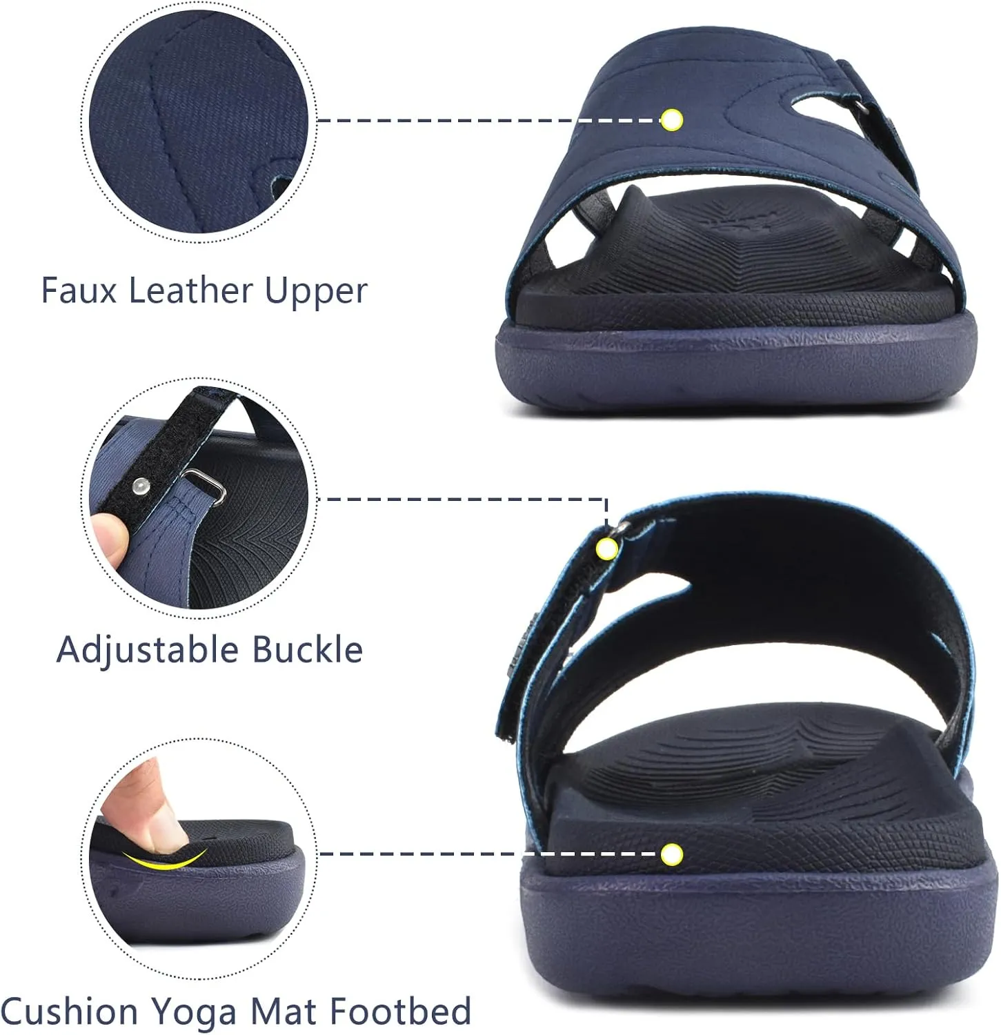 KuaiLu Womens Fashion Orthotic Slides Ladies Lightweight Athletic Yoga Mat Sandals Slip On Thick Cushion Slippers Sandals With Comfortable Plantar Fasciitis Arch Support