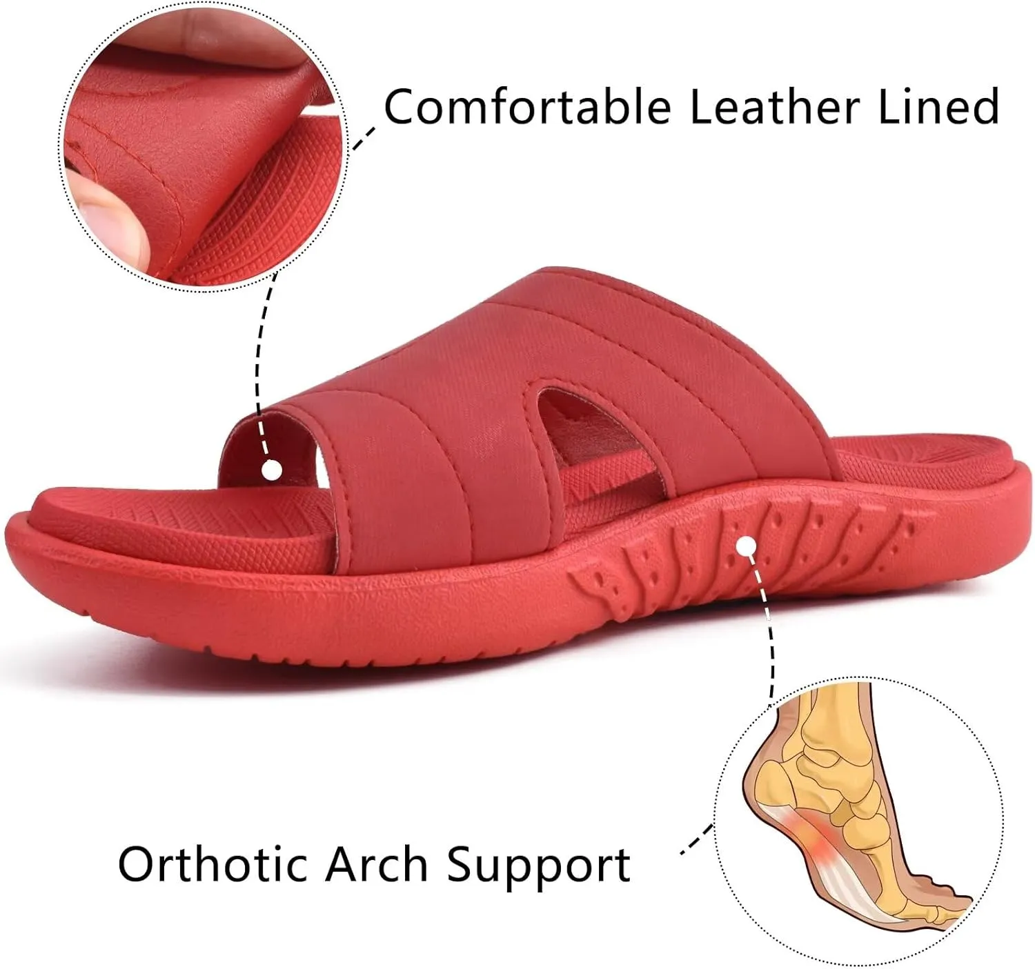 KuaiLu Womens Fashion Orthotic Slides Ladies Lightweight Athletic Yoga Mat Sandals Slip On Thick Cushion Slippers Sandals With Comfortable Plantar Fasciitis Arch Support