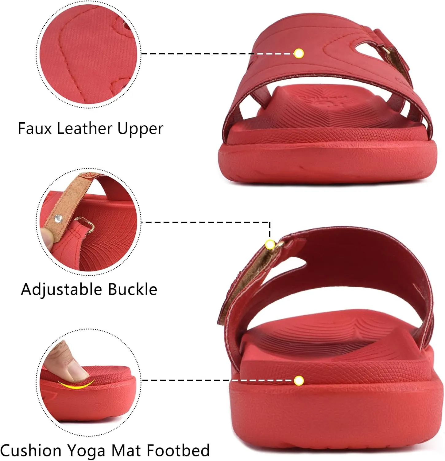 KuaiLu Womens Fashion Orthotic Slides Ladies Lightweight Athletic Yoga Mat Sandals Slip On Thick Cushion Slippers Sandals With Comfortable Plantar Fasciitis Arch Support