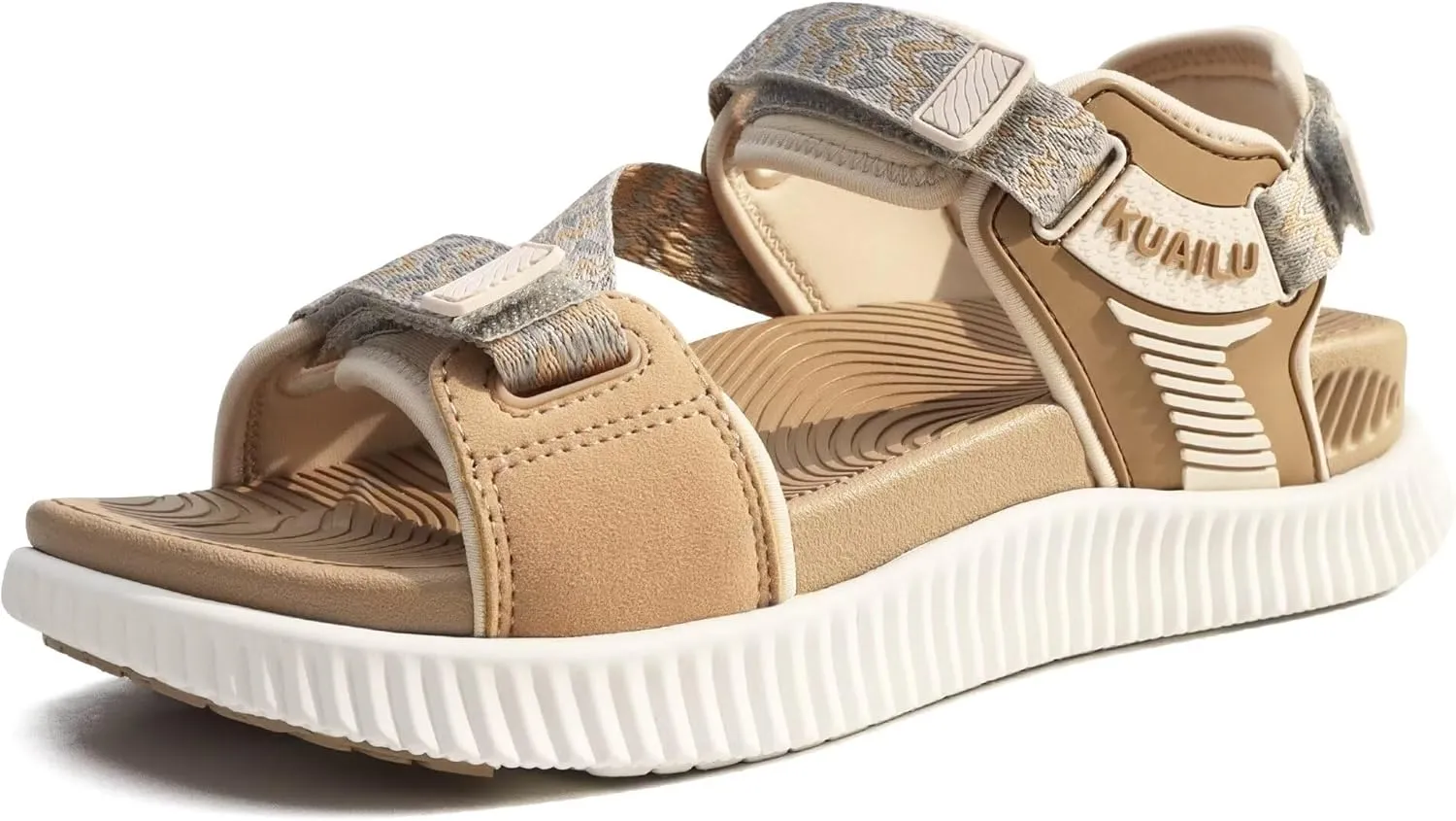 KuaiLu Womens Orthopedic Walking Sandals Recovery Sport Outdoor Hiking Water Sandles Thick Athletic Cushion Adjustable Leather Strap Sandals with Comfortable Plantar Fasciitis Arch Support