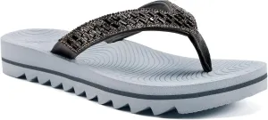 KuaiLu Womens Orthotic Flip Flops with Arch Support Yoga Mat Cushion Fashion Rhinestone Sandals Summer Walking Beach Travel Thong Slides Comfy Plantar Fasciitis Indoor Outdoor Sandles US5-11