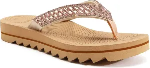 KuaiLu Womens Orthotic Flip Flops with Arch Support Yoga Mat Cushion Fashion Rhinestone Sandals Summer Walking Beach Travel Thong Slides Comfy Plantar Fasciitis Indoor Outdoor Sandles US5-11