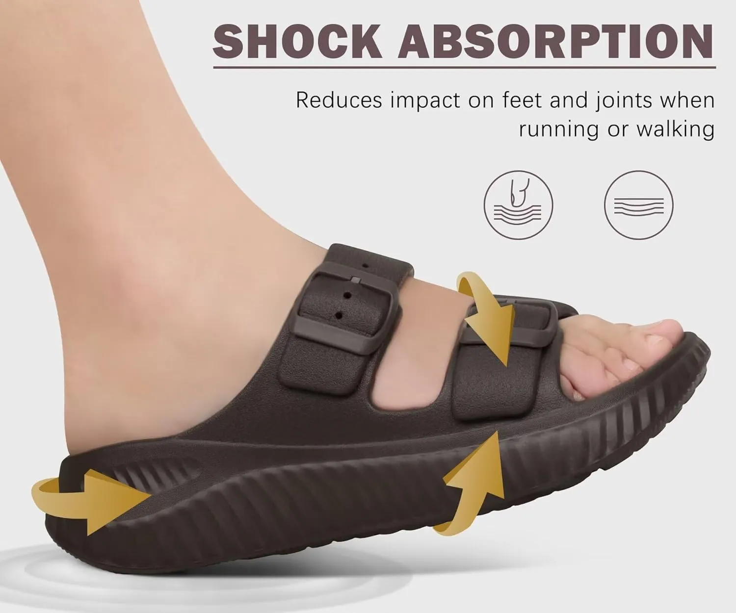 KuaiLu Womens Recovery Sandals With Comfortable Plantar Fasciitis Arch Support, Orthotic Adjustable Thick Cushion Sport Slides Reduces Stress on Feet, Joints & Back Post-Exercise