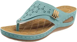Kubbon Wedge Sandals for Women Comfortable Open Toe Platform Flips Slip On Walking Beach Slides Casual Summer Orthotic Flip Flops with Arch Support
