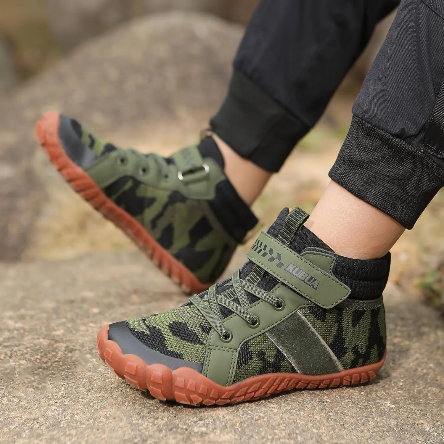 KUBUA Kids High Top Barefoot Shoes Boys Girls Minimalist Sneakers Lightweight Comfort Zero Drop Shoes Toddler Little Big Kid