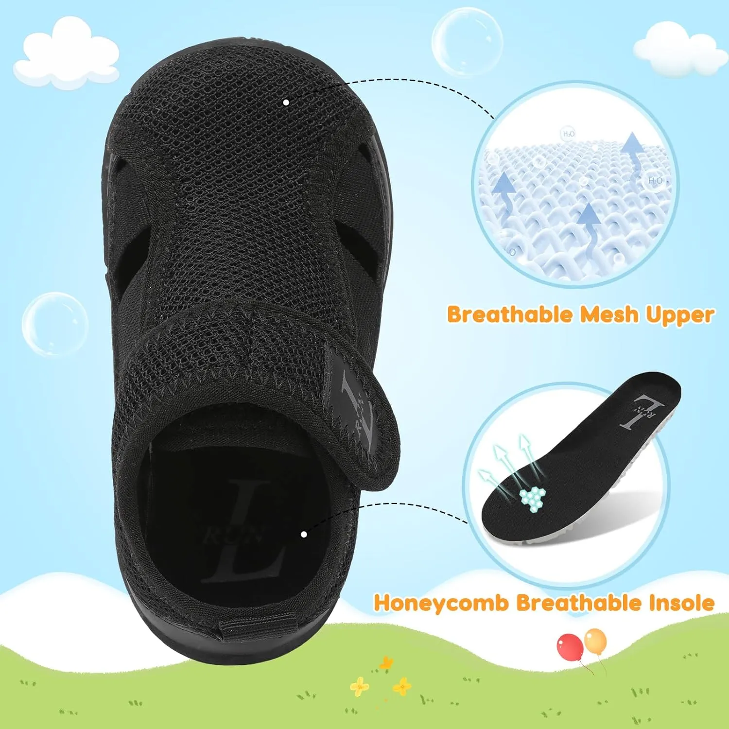 L-RUN Toddler Shoes Barefoot Kids Sneakers Wide Minimalist Boys Girls Summer Footwear for Indoor Outdoor Walking Running