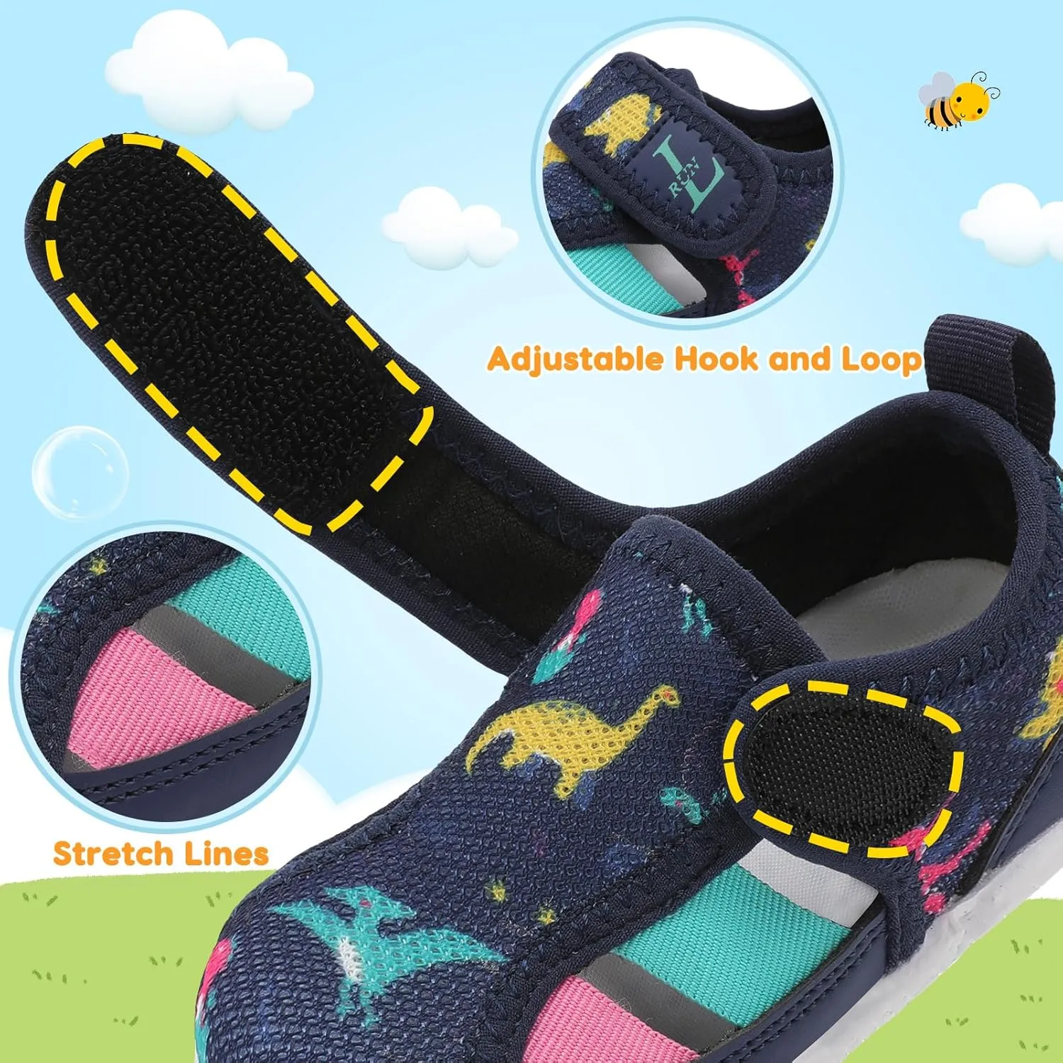 L-RUN Toddler Shoes Barefoot Kids Sneakers Wide Minimalist Boys Girls Summer Footwear for Indoor Outdoor Walking Running