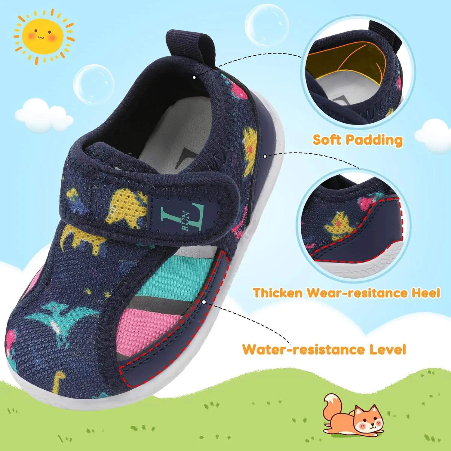 L-RUN Toddler Shoes Barefoot Kids Sneakers Wide Minimalist Boys Girls Summer Footwear for Indoor Outdoor Walking Running