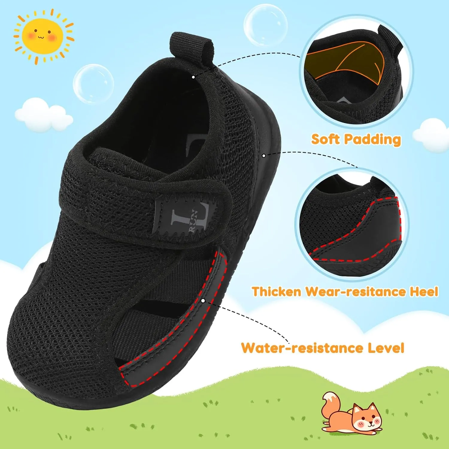L-RUN Toddler Shoes Barefoot Kids Sneakers Wide Minimalist Boys Girls Summer Footwear for Indoor Outdoor Walking Running
