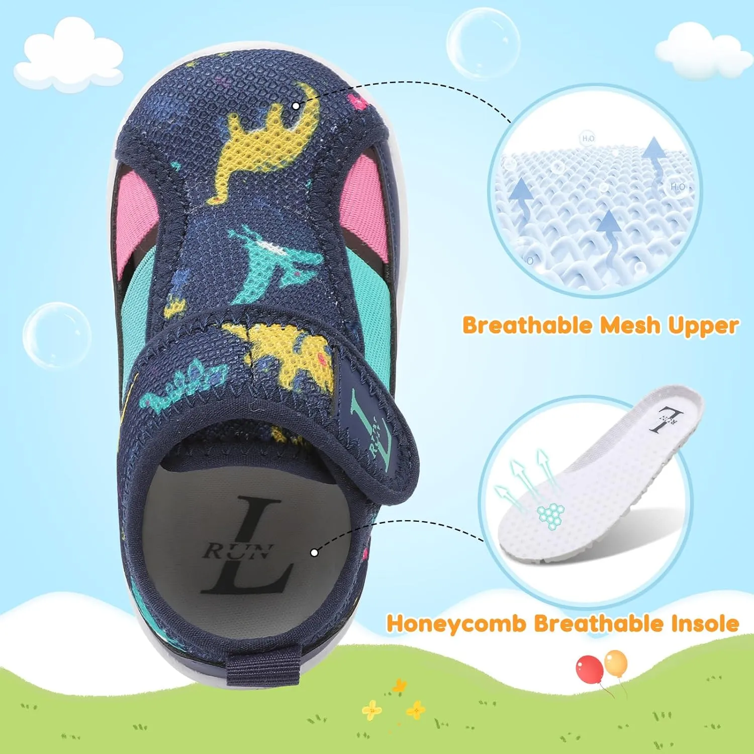 L-RUN Toddler Shoes Barefoot Kids Sneakers Wide Minimalist Boys Girls Summer Footwear for Indoor Outdoor Walking Running