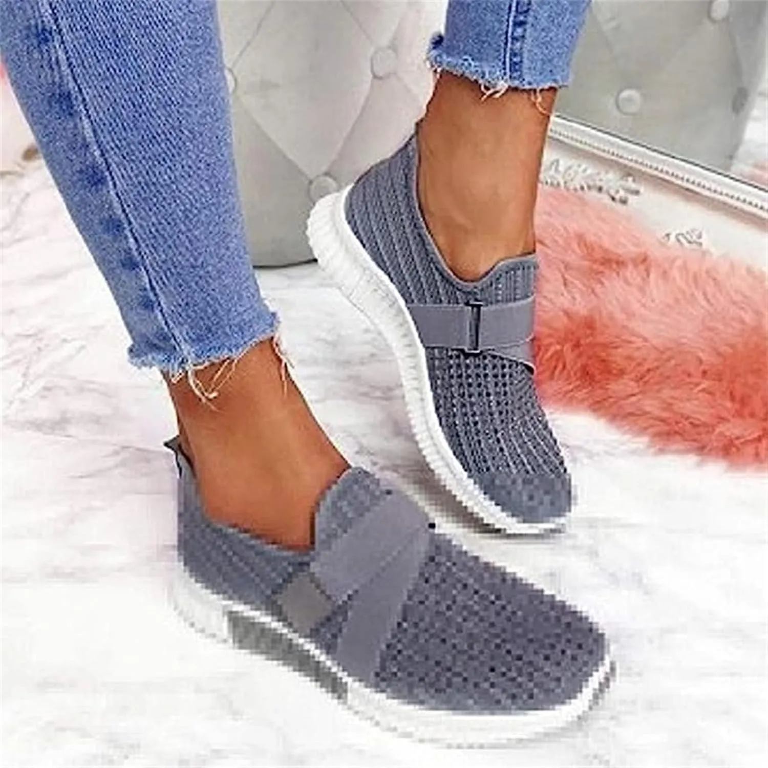 Ladmiple Walking Sneakers For Women Wide Width Tennis Shoes Slip On Memory Foam Non Slip Athletic Running Gym Sneakers