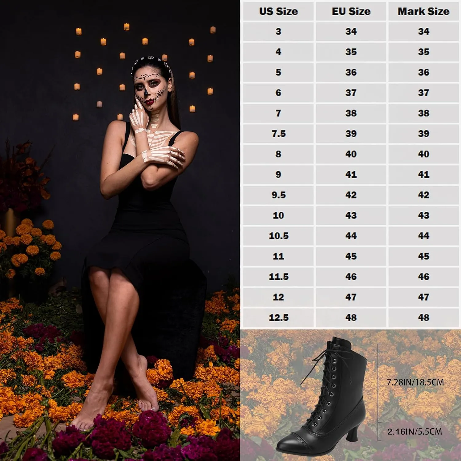 LanreyTaley Victorian Boots for Women Vintage Granny Boots Renaissance Ankle Boots Low Heel Lace Up Booties with Zipper