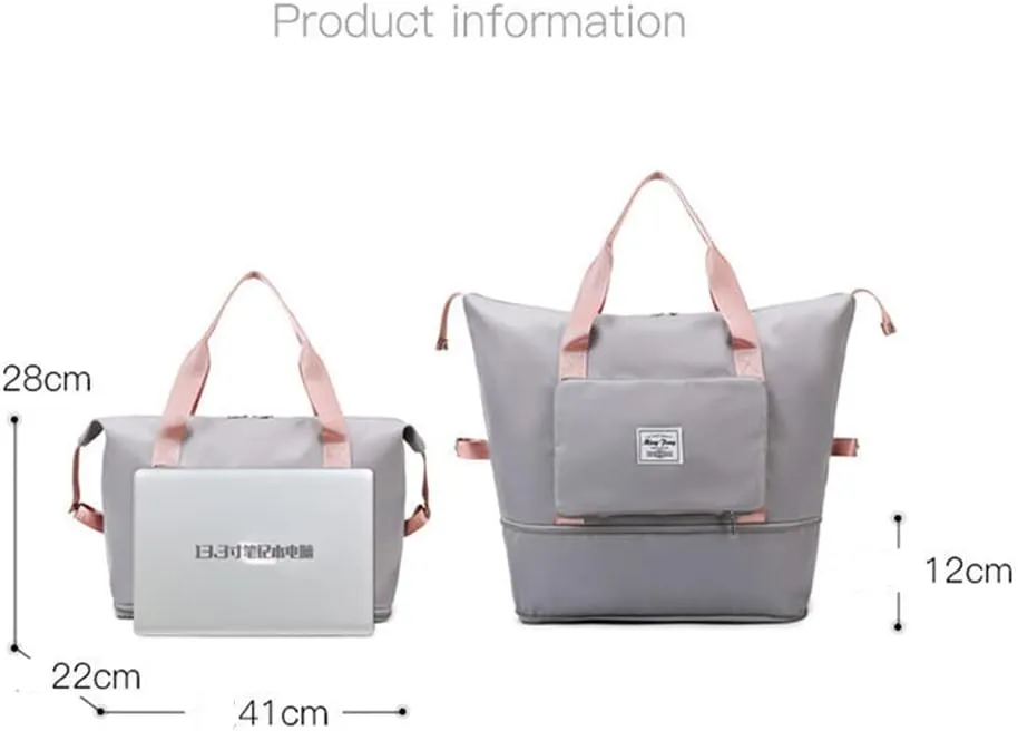 LAPRBY Gym Bag for Women Men Travel Duffel Bags Weekender Bags for Women Drybag Waterproof Bag High-capacity and Shoe Bag (Light pink)