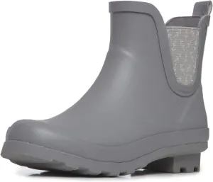 Laura Ashley Ladies Mid Cut Ankle Height Rubber Rain Boots, Lightweight Waterproof Booties for Women