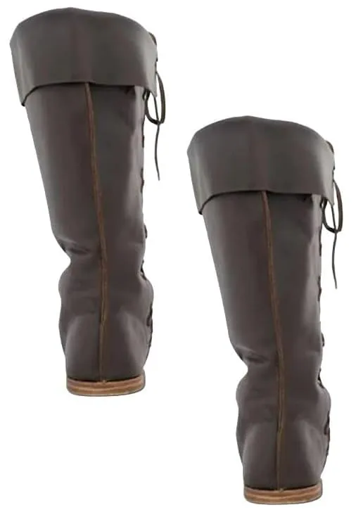 leather boots Medieval boots Lace-up boots Brown leather boots Renaissance footwear Historical boots Custom leather boots Artisan boots (US 13)