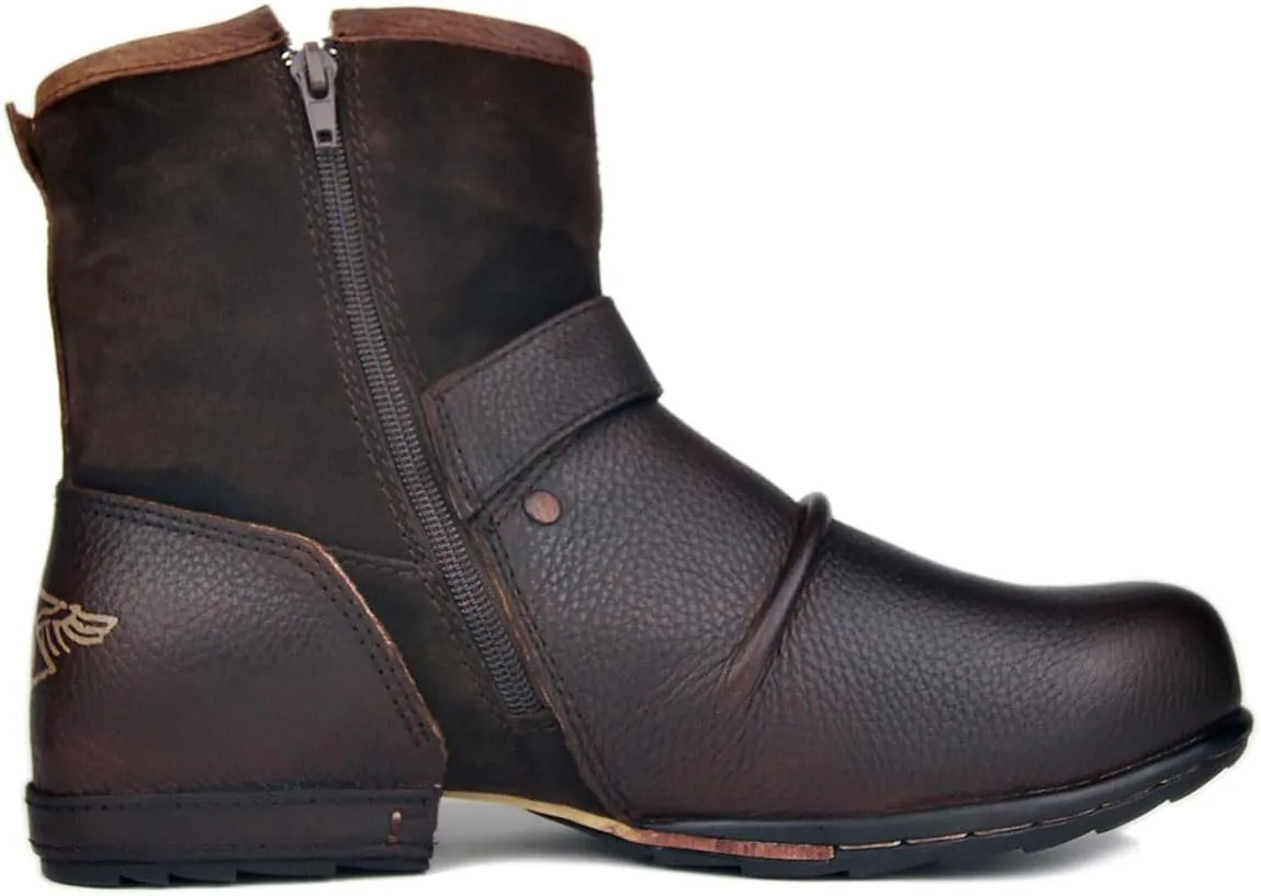 Leather Casual Motorcycle Combat Hiking Dress Ankle Boots for Men with Side Zipper CD-5008-1-N-S
