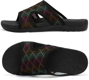 LeIsfIt Womens Slide Sandals Arch Support Slides Slip on Plantar Fasciitis Sandals Ladies Yoga Mat Thick Cushion Slipper Slides for Indoor Outdoor