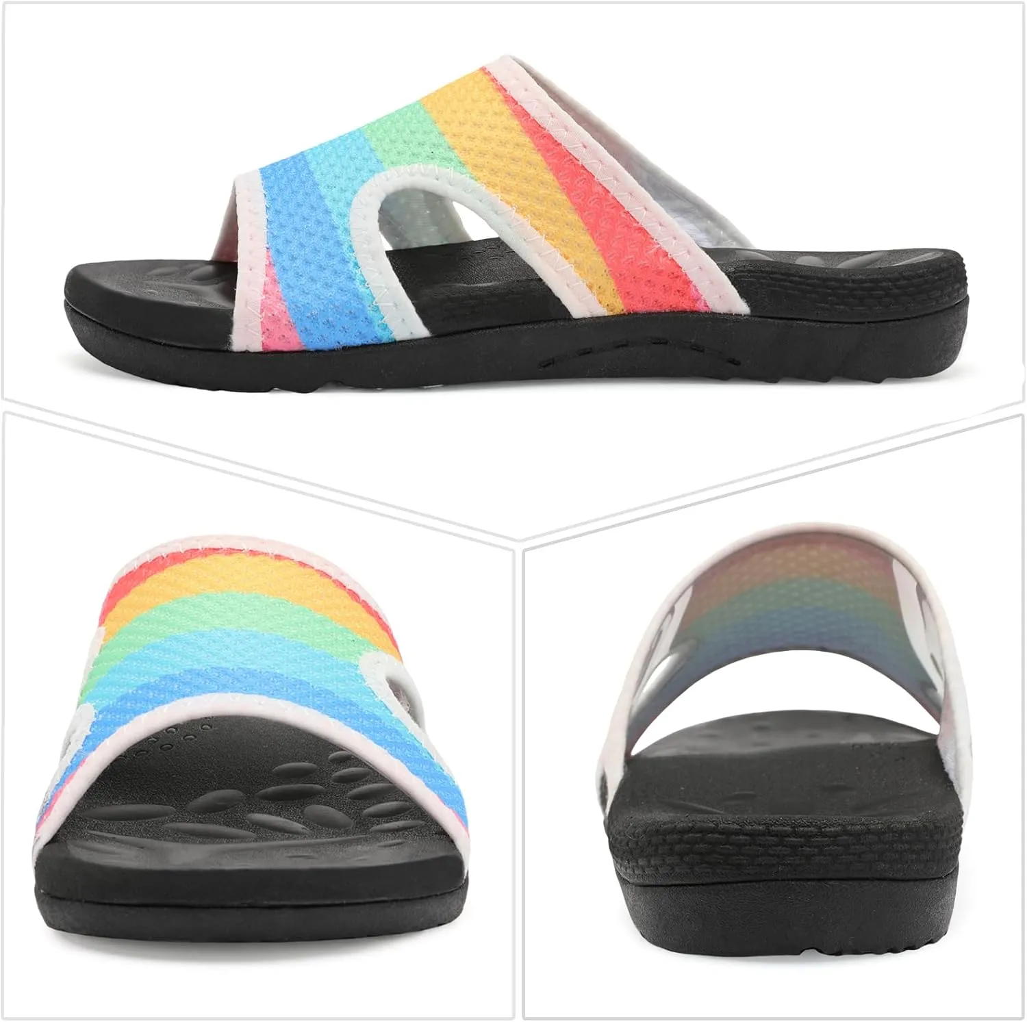 LeIsfIt Womens Slide Sandals Arch Support Slides Slip on Plantar Fasciitis Sandals Ladies Yoga Mat Thick Cushion Slipper Slides for Indoor Outdoor