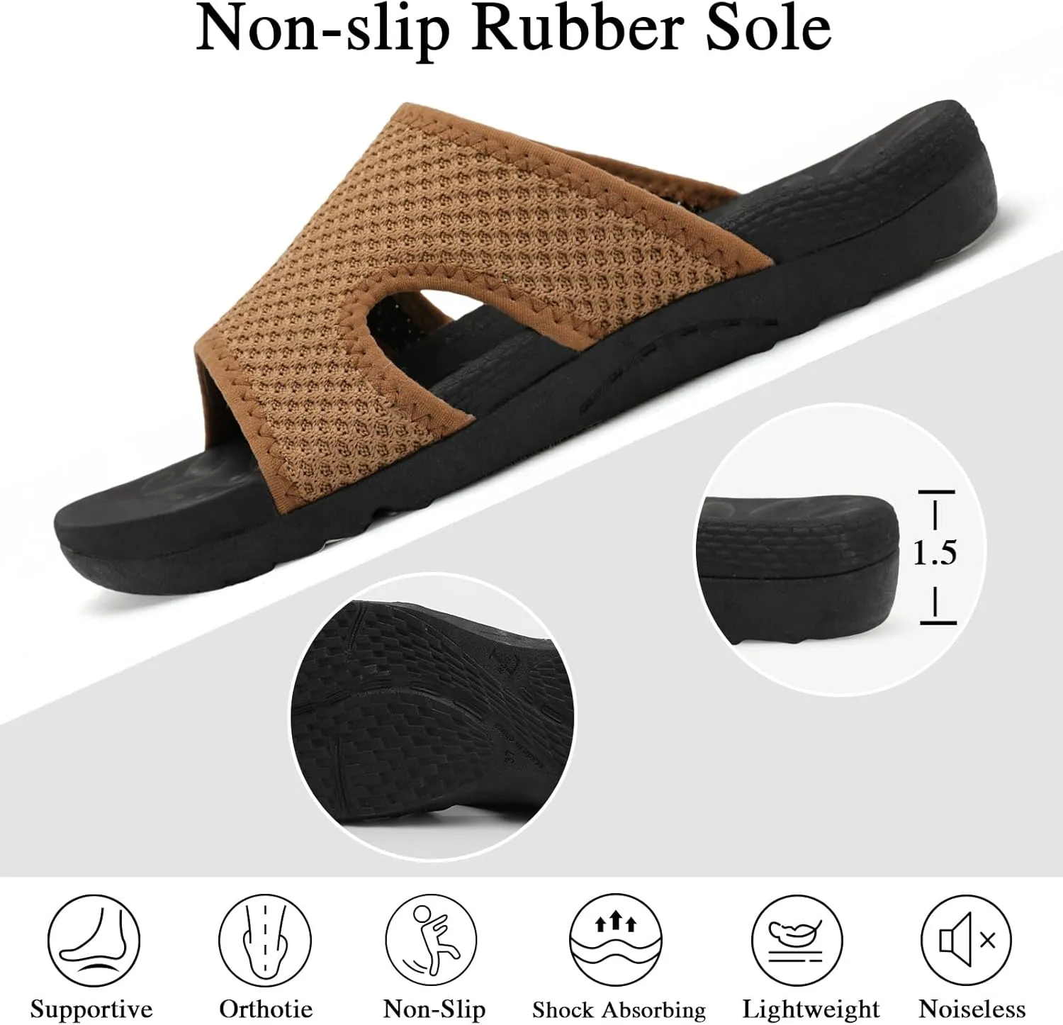 LeIsfIt Womens Slide Sandals Arch Support Slides Slip on Plantar Fasciitis Sandals Ladies Yoga Mat Thick Cushion Slipper Slides for Indoor Outdoor
