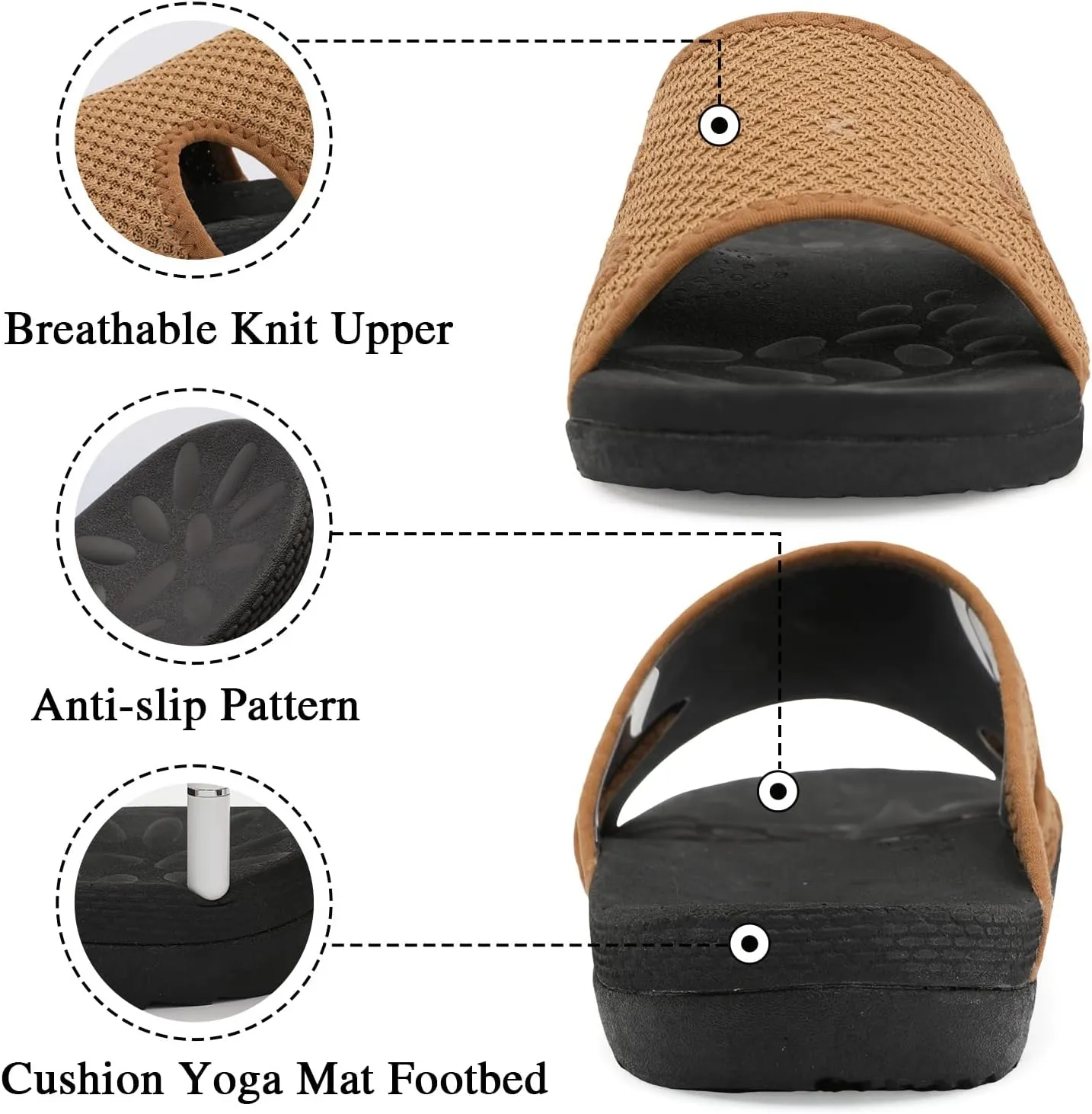 LeIsfIt Womens Slide Sandals Arch Support Slides Slip on Plantar Fasciitis Sandals Ladies Yoga Mat Thick Cushion Slipper Slides for Indoor Outdoor