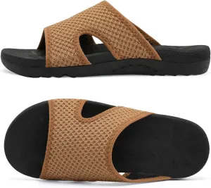 LeIsfIt Womens Slide Sandals Arch Support Slides Slip on Plantar Fasciitis Sandals Ladies Yoga Mat Thick Cushion Slipper Slides for Indoor Outdoor