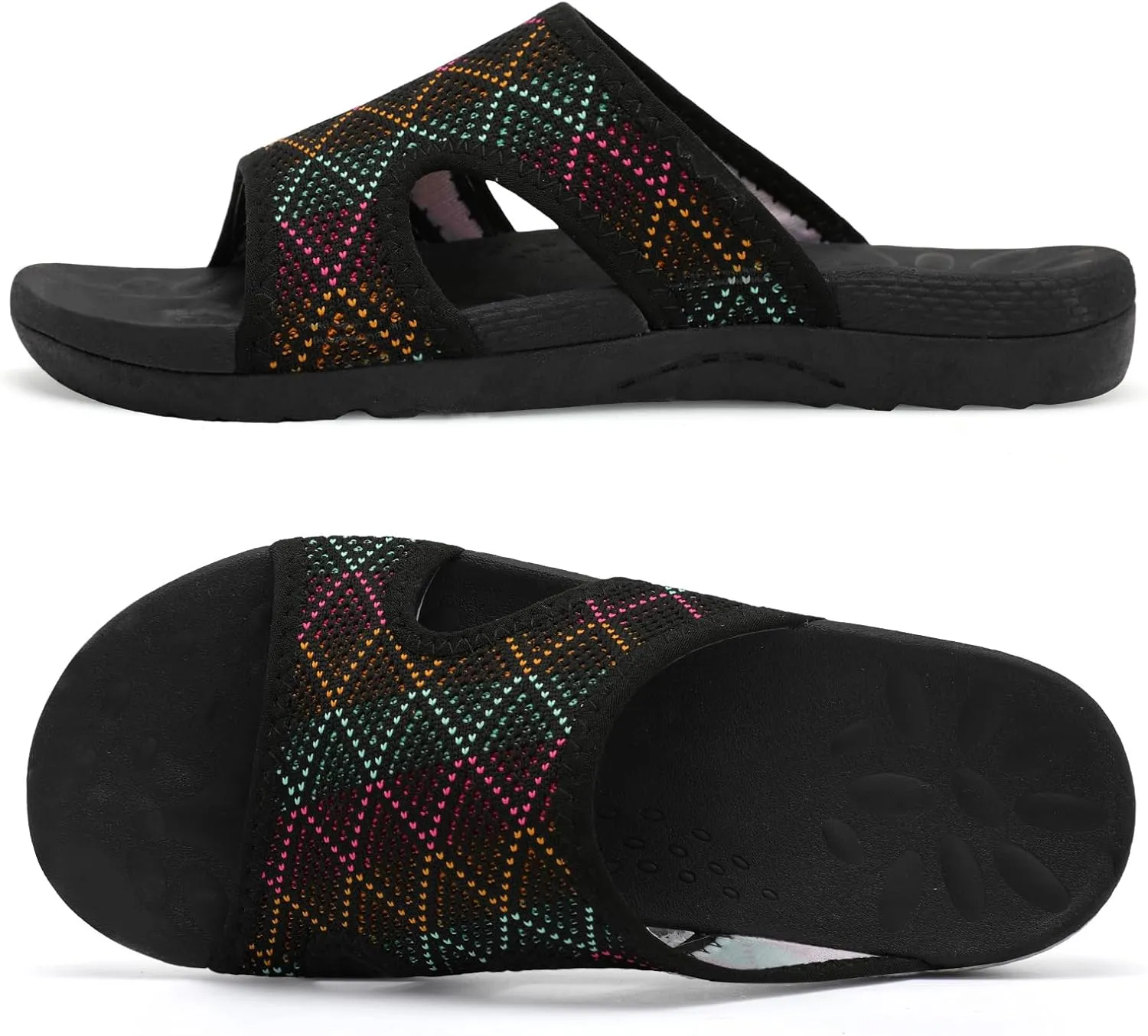 LeIsfIt Womens Slide Sandals Arch Support Slides Slip on Plantar Fasciitis Sandals Ladies Yoga Mat Thick Cushion Slipper Slides for Indoor Outdoor