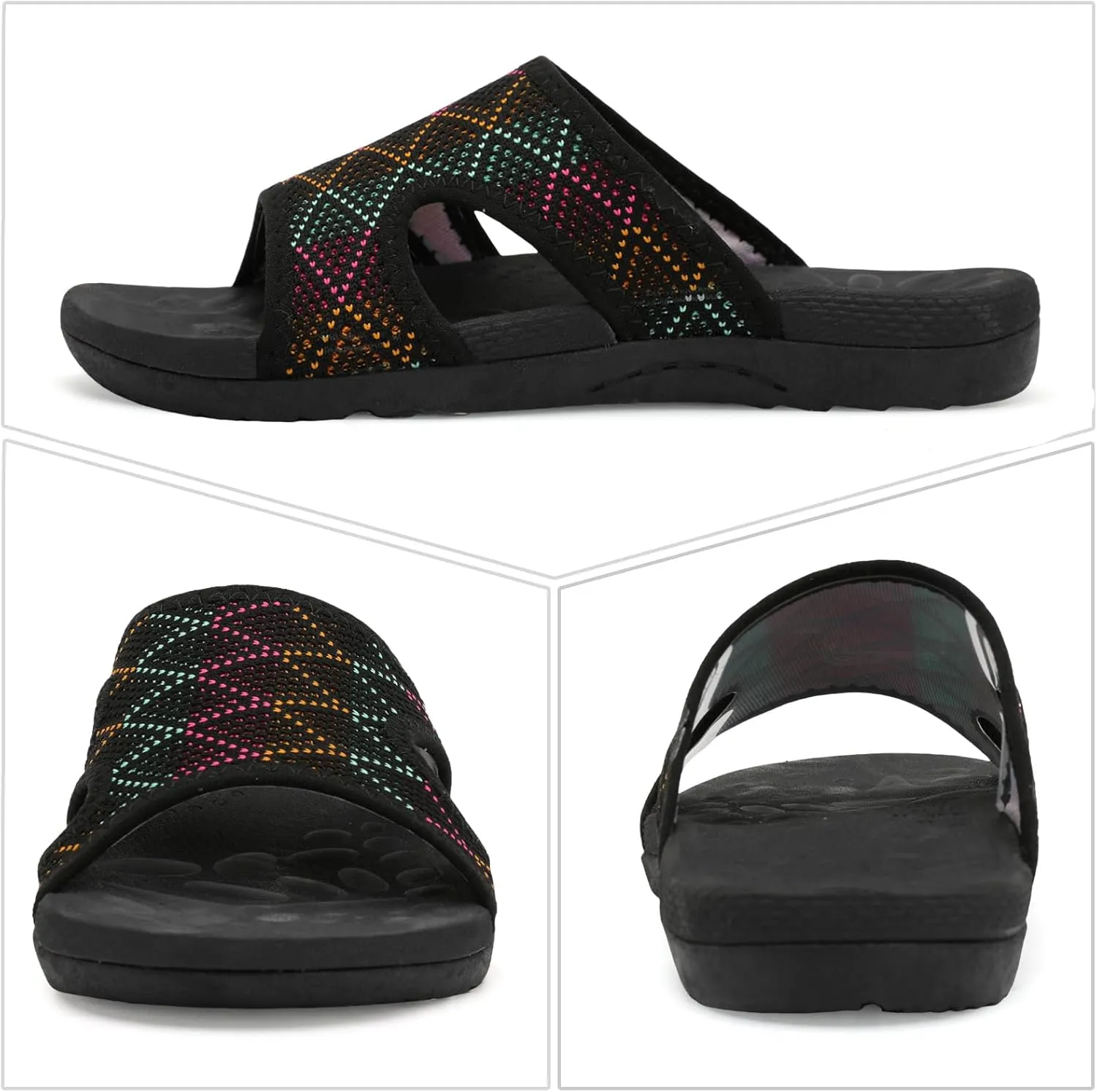 LeIsfIt Womens Slide Sandals Arch Support Slides Slip on Plantar Fasciitis Sandals Ladies Yoga Mat Thick Cushion Slipper Slides for Indoor Outdoor