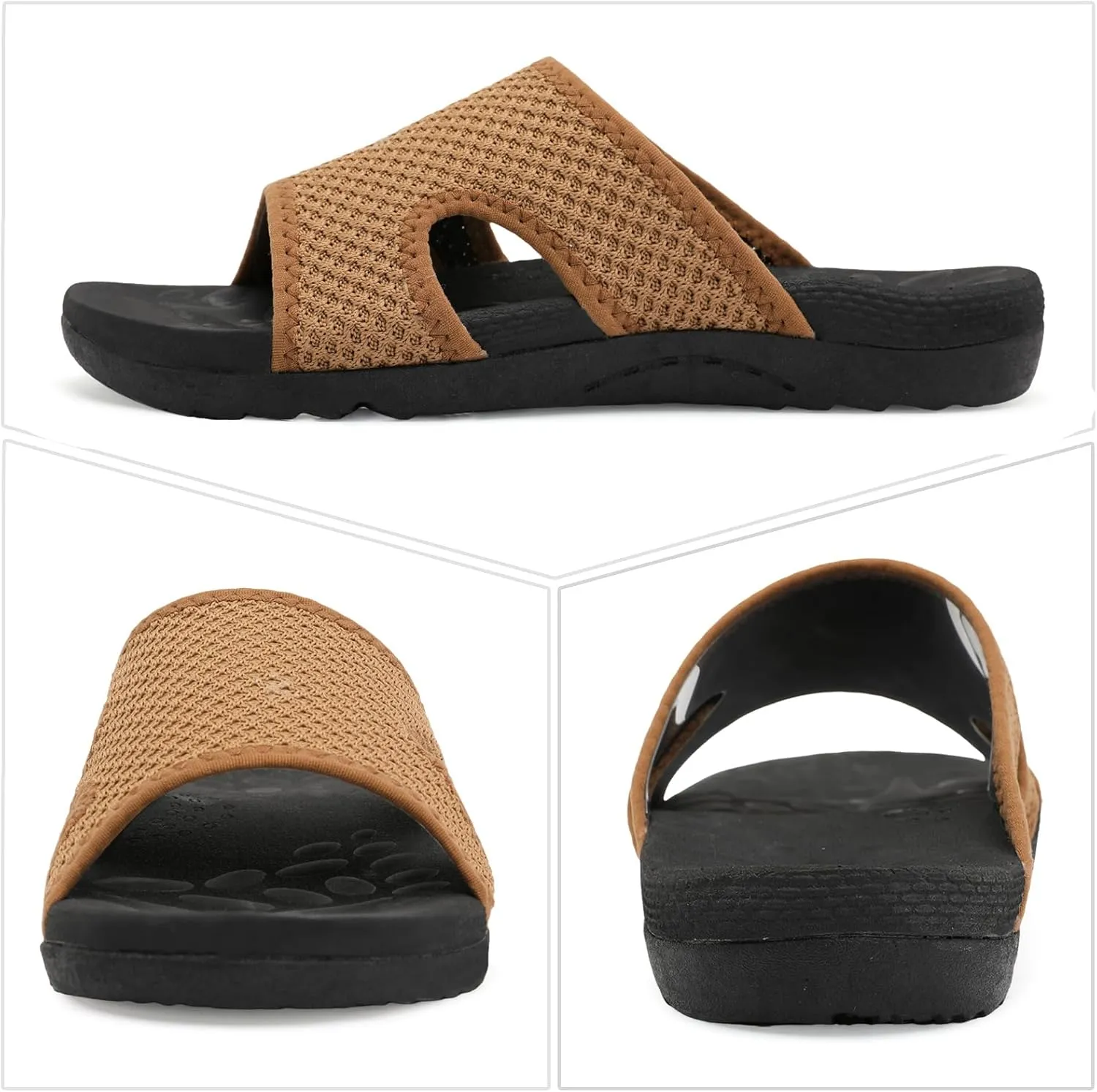 LeIsfIt Womens Slide Sandals Arch Support Slides Slip on Plantar Fasciitis Sandals Ladies Yoga Mat Thick Cushion Slipper Slides for Indoor Outdoor