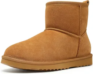 Litfun Suede Mini Boots for Women Winter Warm Fuzzy Boots Comfort Snow Boots with Fur Lined