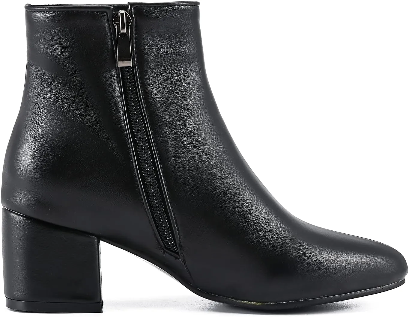 LIURUIJIA Womens Pointed Toe Ankle Boots Mid Chunky Heel Side Zipper Lined Fall Winter Fashion Boots