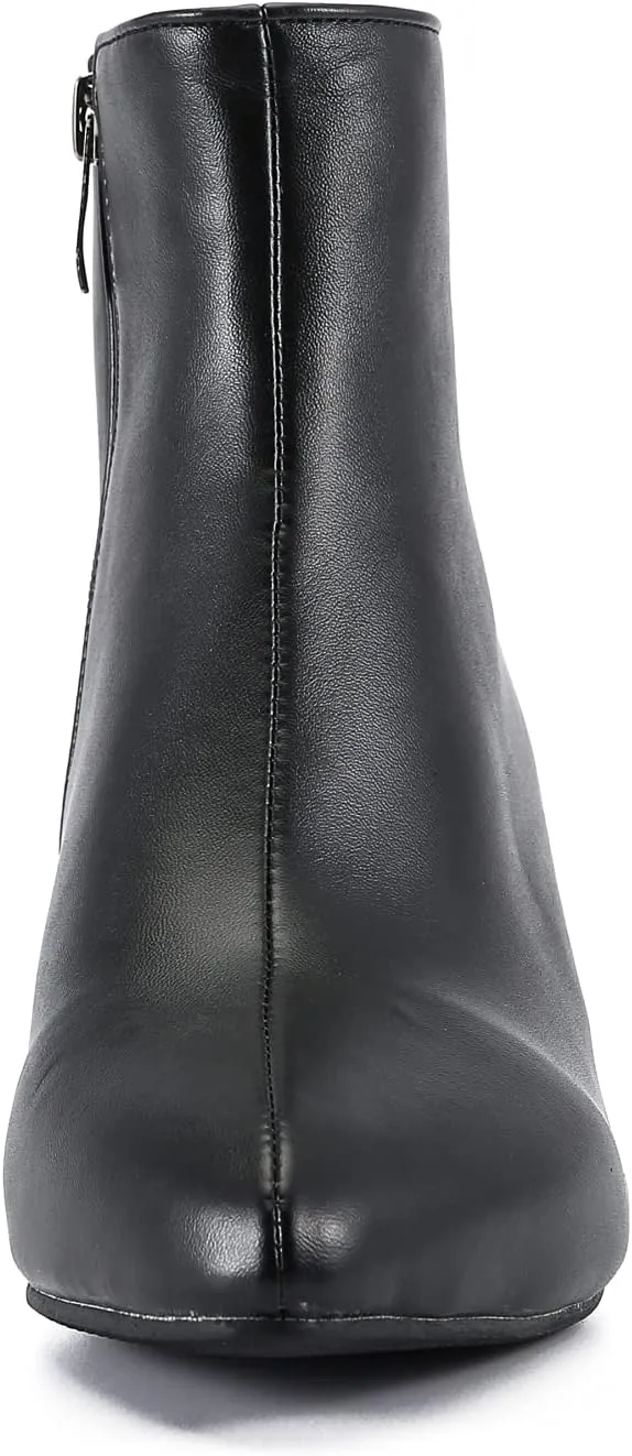 LIURUIJIA Womens Pointed Toe Ankle Boots Mid Chunky Heel Side Zipper Lined Fall Winter Fashion Boots