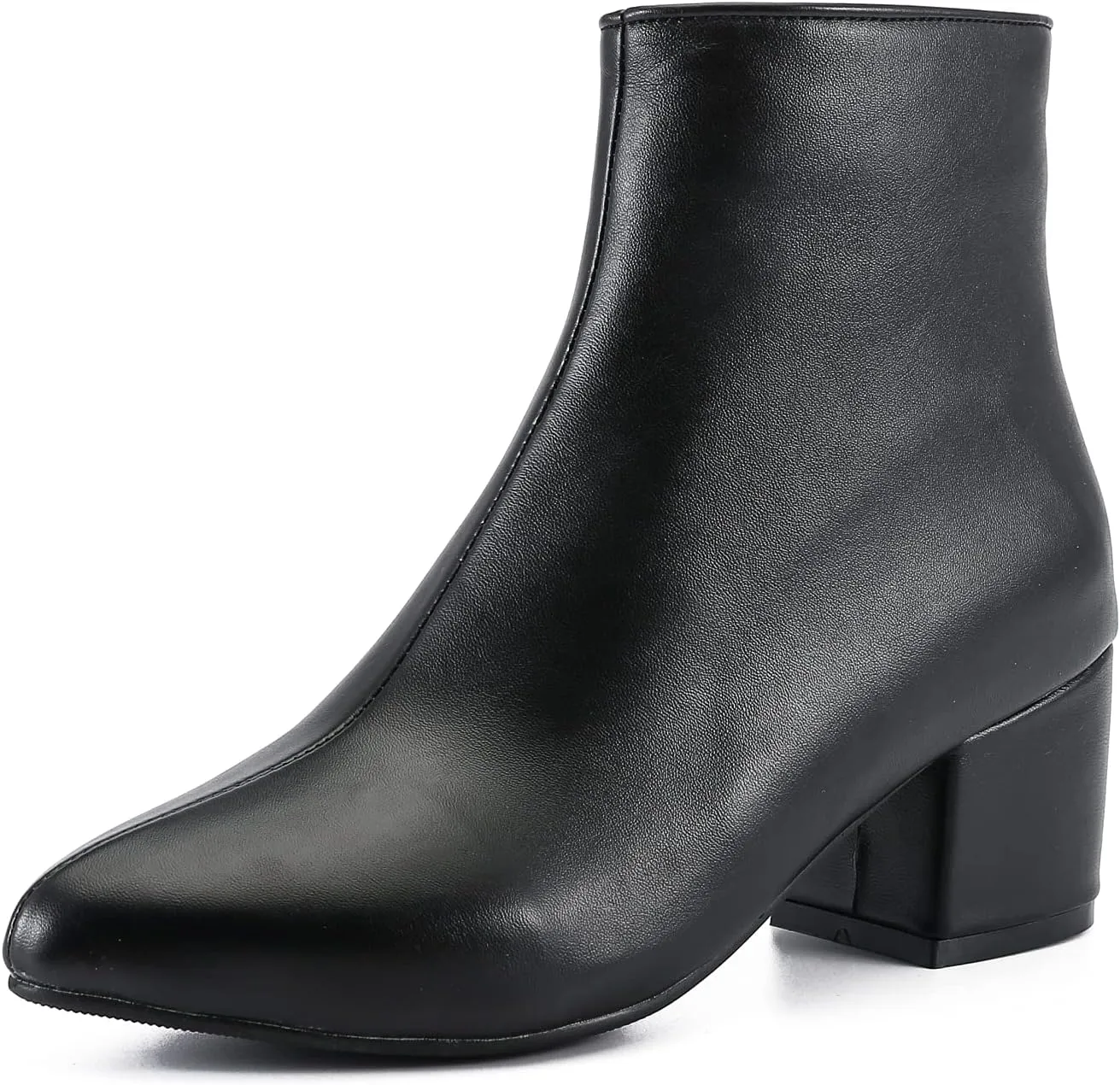 LIURUIJIA Womens Pointed Toe Ankle Boots Mid Chunky Heel Side Zipper Lined Fall Winter Fashion Boots