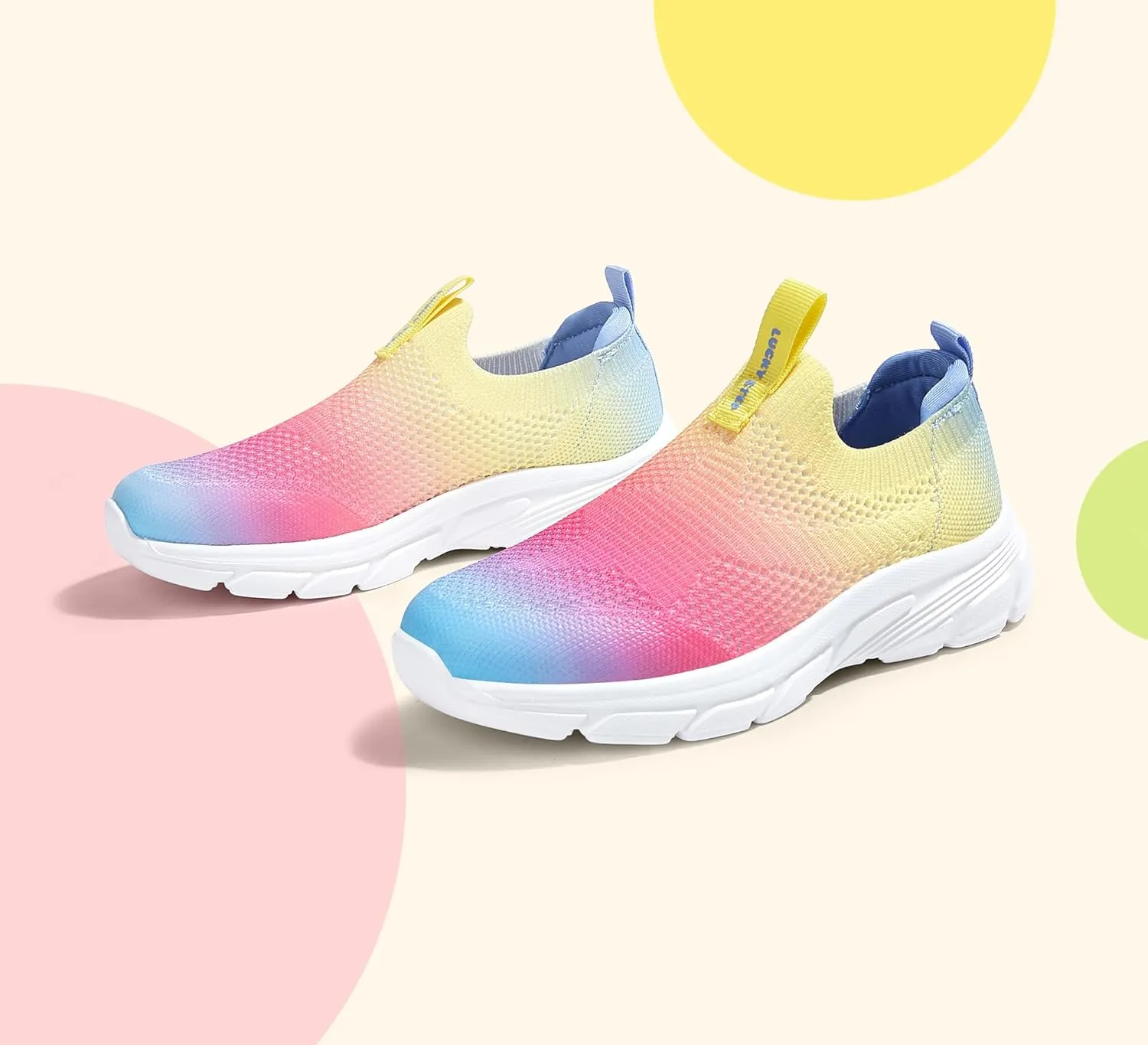 LUCKY STEP Boys Girls Slip On Sneakers Breathable Mesh Walking Shoes Lightweight Casual Running Athletic for Little Kids
