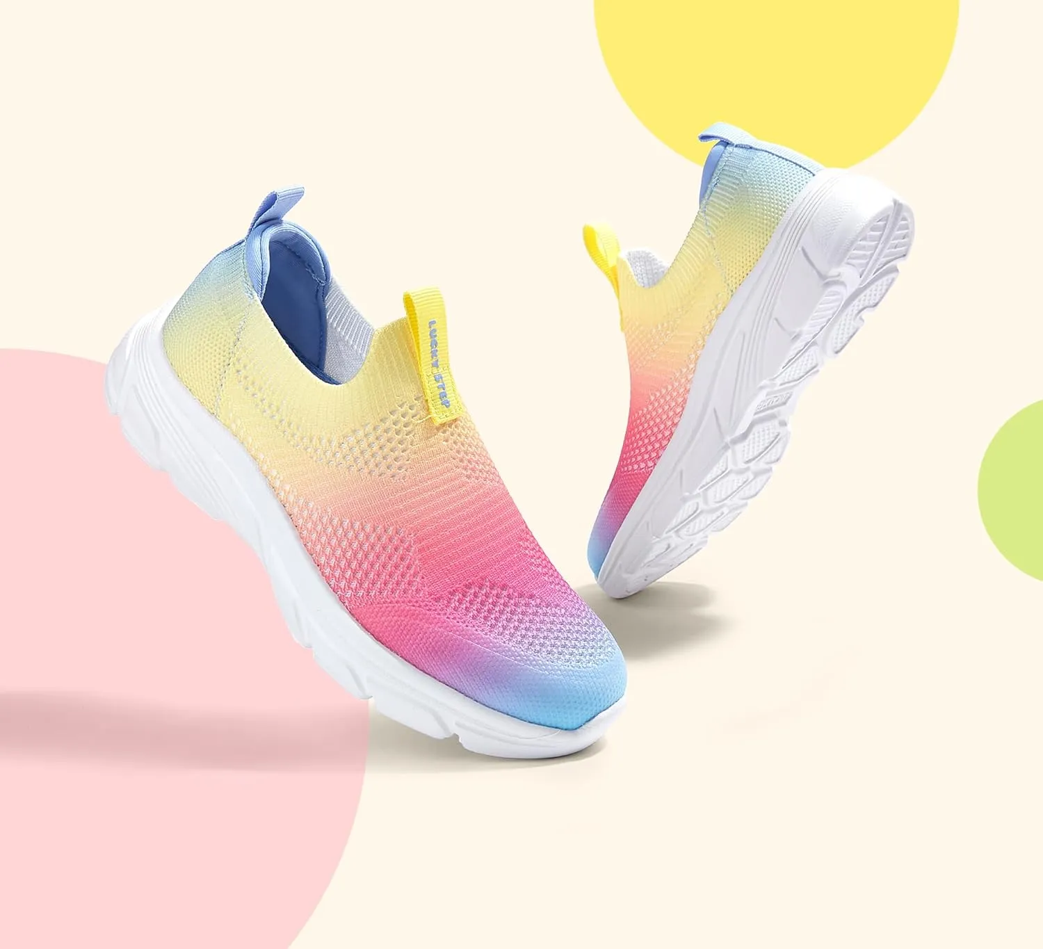 LUCKY STEP Boys Girls Slip On Sneakers Breathable Mesh Walking Shoes Lightweight Casual Running Athletic for Little Kids