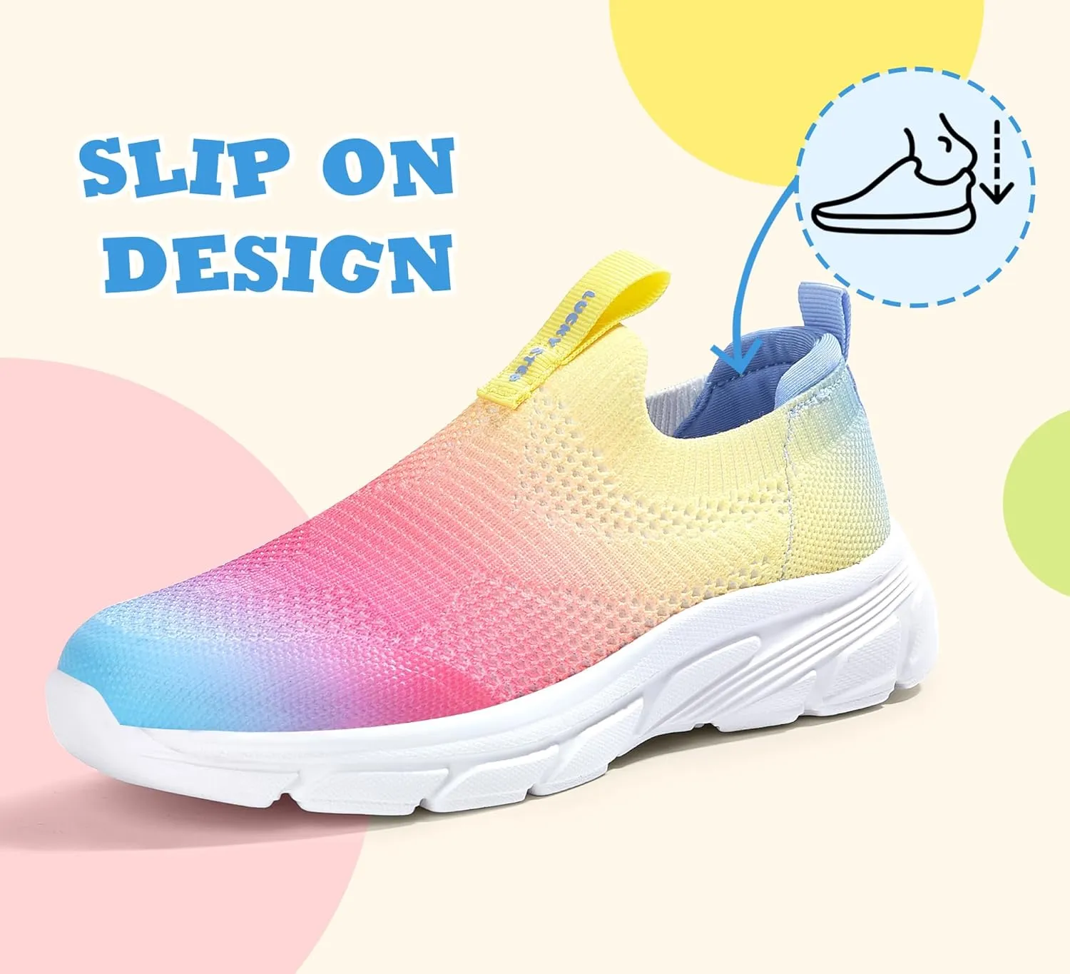 LUCKY STEP Boys Girls Slip On Sneakers Breathable Mesh Walking Shoes Lightweight Casual Running Athletic for Little Kids