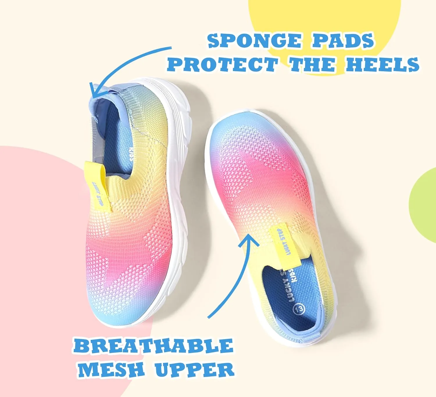 LUCKY STEP Boys Girls Slip On Sneakers Breathable Mesh Walking Shoes Lightweight Casual Running Athletic for Little Kids