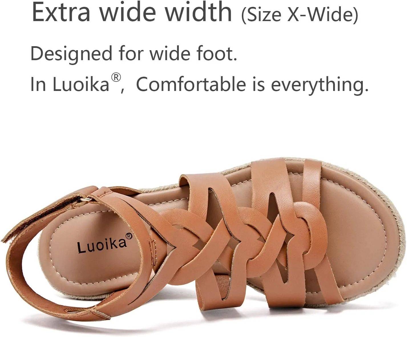 Luoika Women's Wide Width Wedge Sandals, Espadrille Wedge Pump Heel Platform Ankle Strap Open Toe Women's Sandal Concise Casual Summer Shoes.