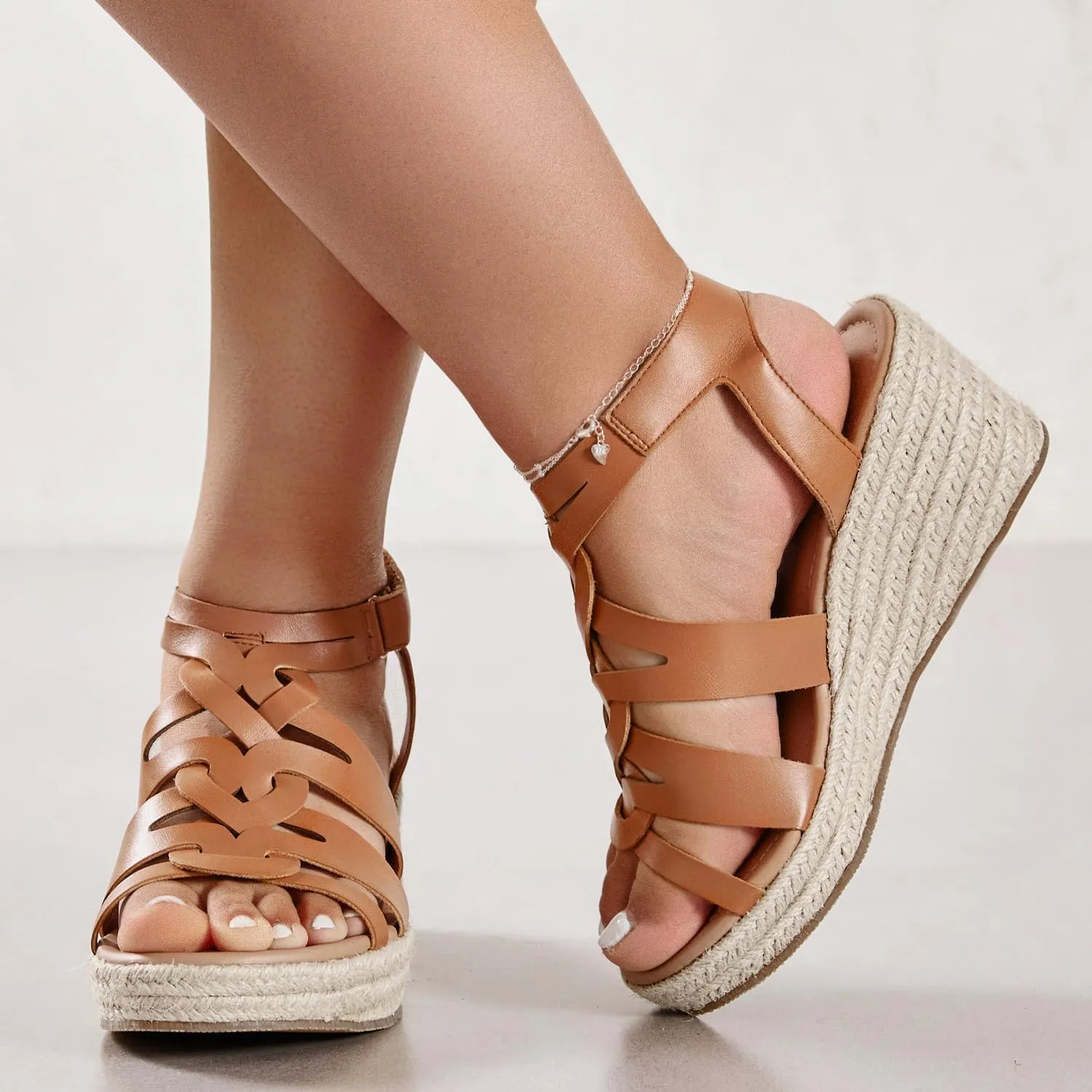 Luoika Women's Wide Width Wedge Sandals, Espadrille Wedge Pump Heel Platform Ankle Strap Open Toe Women's Sandal Concise Casual Summer Shoes.