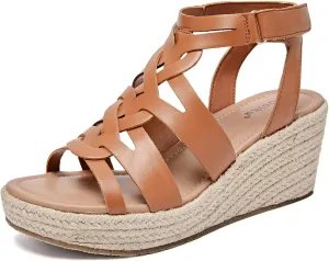 Luoika Women's Wide Width Wedge Sandals, Espadrille Wedge Pump Heel Platform Ankle Strap Open Toe Women's Sandal Concise Casual Summer Shoes.