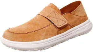 Luxury Men's Suede Loafers with Contrast Stitching, Flexible Crepe Sole for Sophisticated Casual Wear