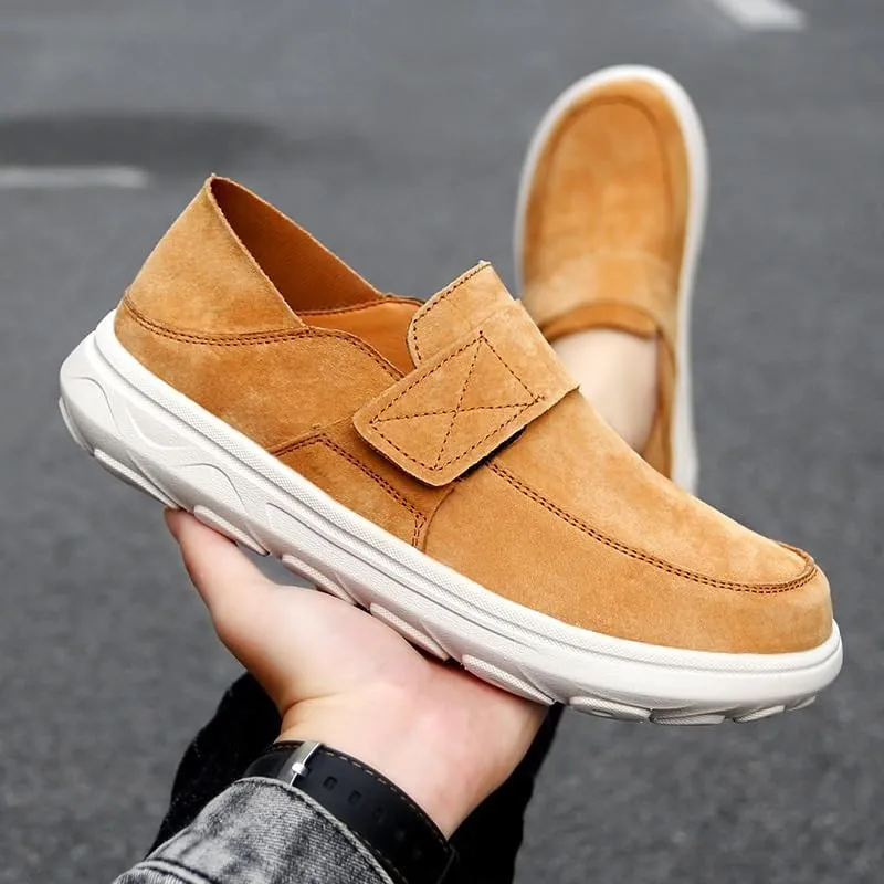Luxury Men's Suede Loafers with Contrast Stitching, Flexible Crepe Sole for Sophisticated Casual Wear