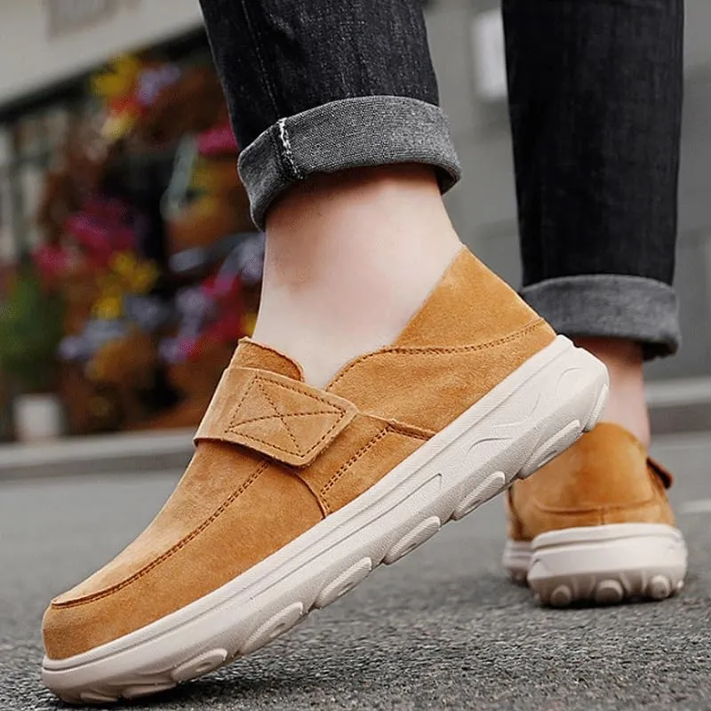 Luxury Men's Suede Loafers with Contrast Stitching, Flexible Crepe Sole for Sophisticated Casual Wear