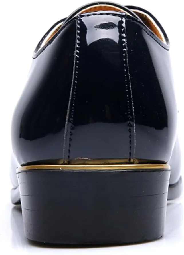 Men Dress Shoes Fashion Wedding Tuxedo Oxford Shoes Classic Pointed-Toe Lace-up Patent Leather Formal Shoes for Men