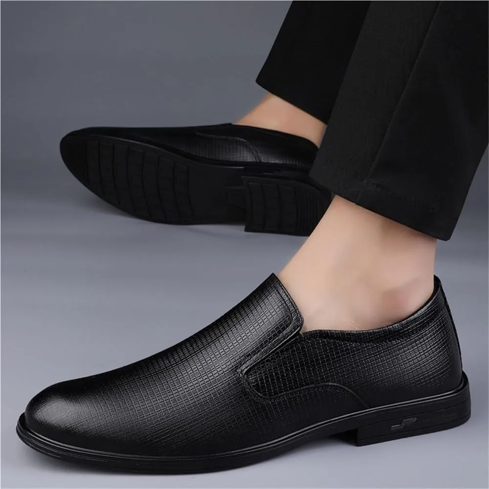 Men Leather Slip On Driving Shoes Casual Formal Loafers Comfortable Walking Flats for Work Office