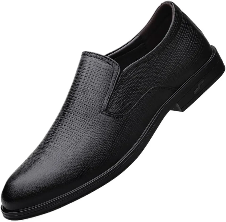 Men Leather Slip On Driving Shoes Casual Formal Loafers Comfortable Walking Flats for Work Office