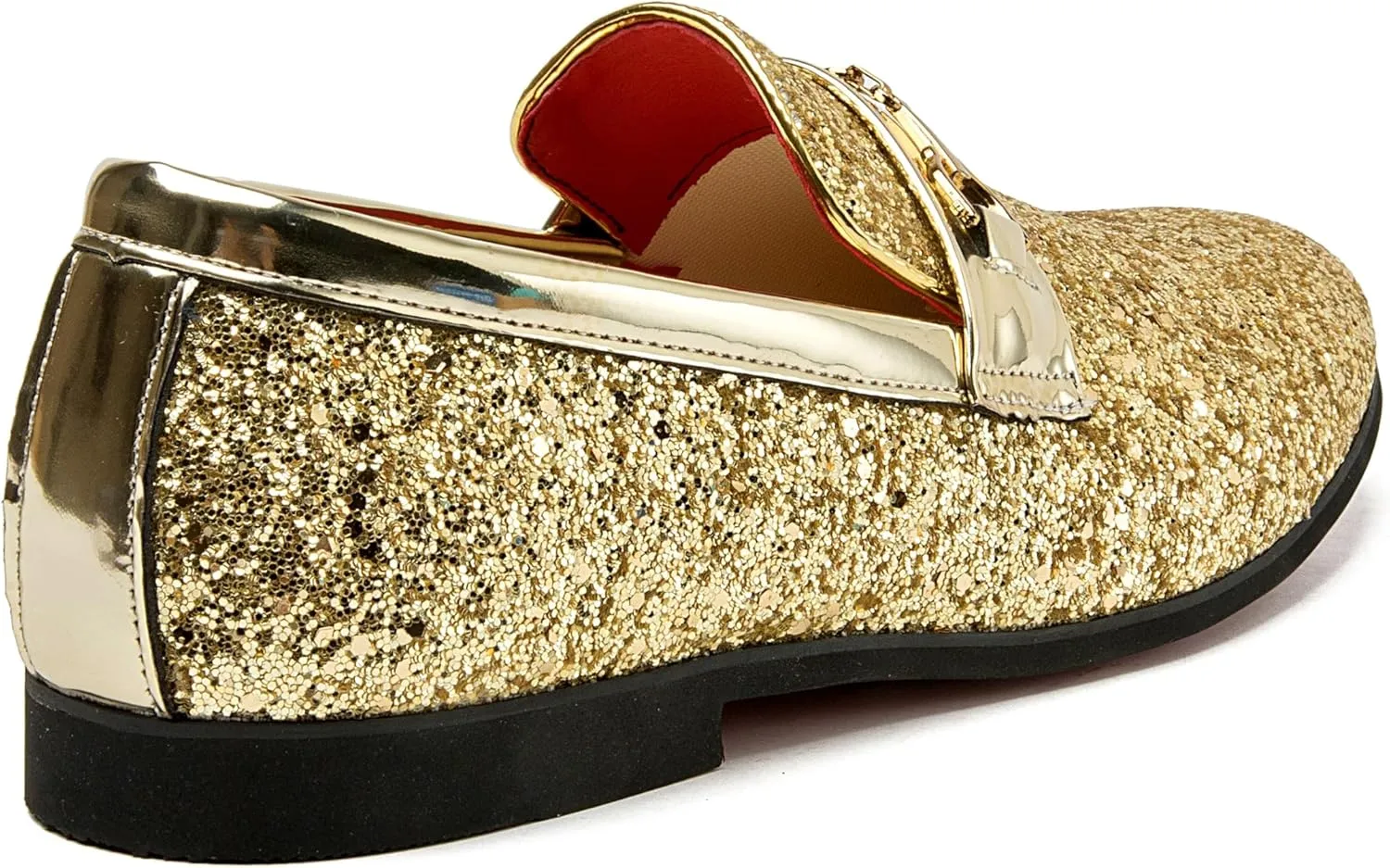 Men Loafer Metallic Textured Slip-on Glitter Sequins Fashion Wedding Dress Shoes Golden