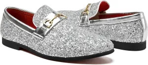 Men Loafer Metallic Textured Slip-on Glitter Sequins Fashion Wedding Dress Shoes Golden