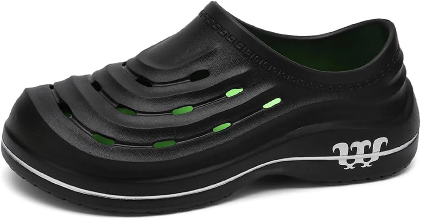 Men's and Women's Arch Support Clogs,Wide Toe Box Non-Slip Beach Slippers,Oil Resistant Waterproof Armadillo Chef Shoes, Slip-on Garden Shoes Lightweight Kitchen Clogs with Removable Cushion Footbed